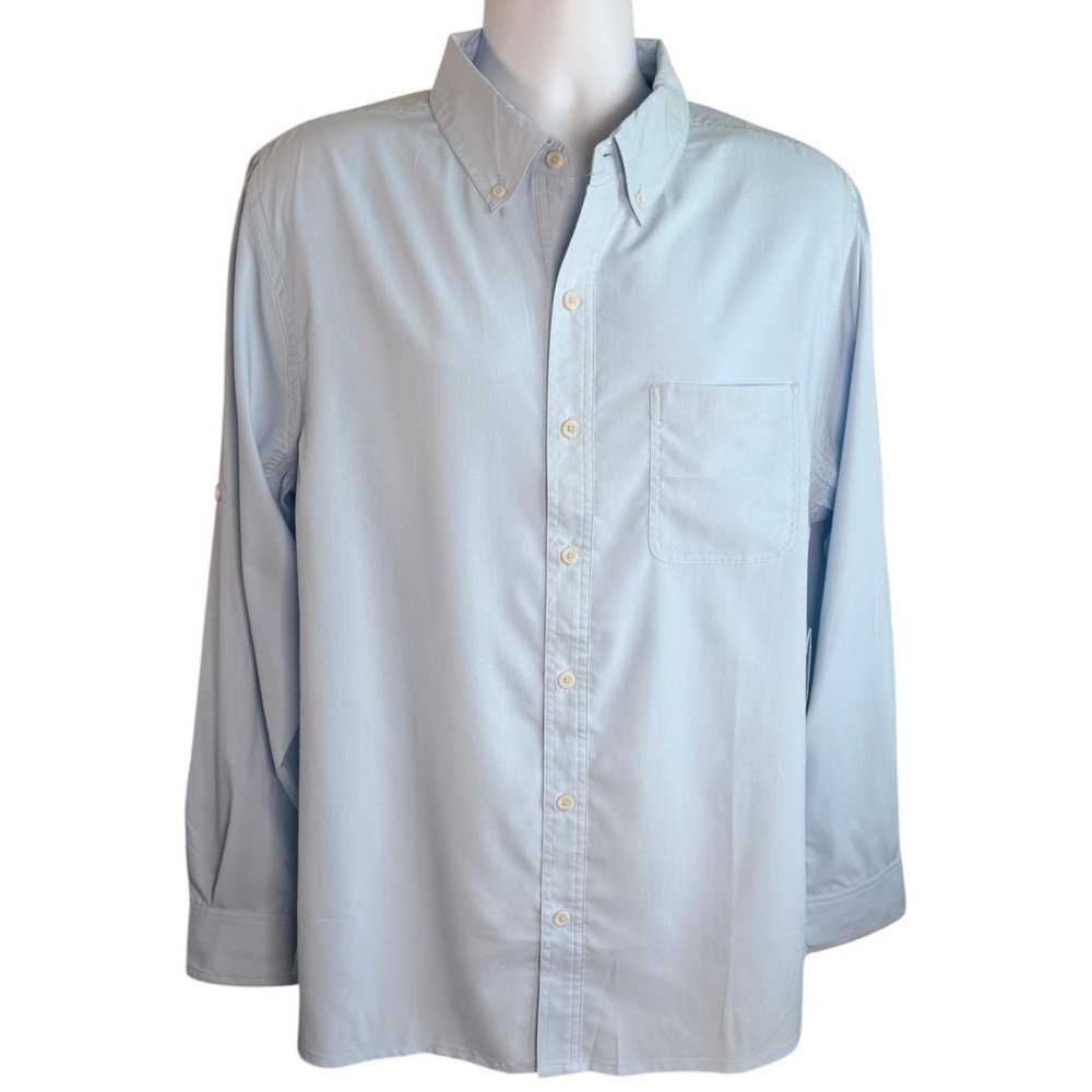 Coolibar Mens Aricia Sun Shirt‎ Light Blue Sz L UPF 50+ Lightweight Breathable
